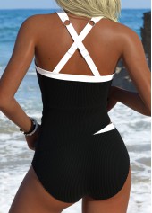 Black Mid Waisted Square Neck Tankini Set