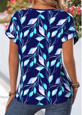 Floral Print Tummy Coverage Multi Color Short Sleeve Blouse