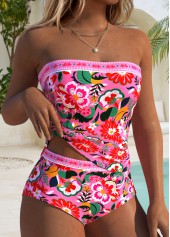 Mid Waisted Random Floral Print Tummy Coverage Tankini Set