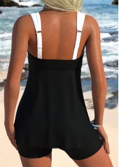 Black Mid Waisted Bandeau Tankini Set
