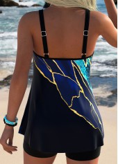 Marble Print Tummy Coverage Blue Tankini Top-No Bottom