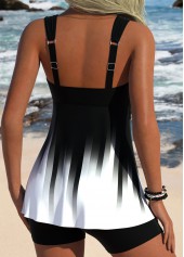 Ombre Surplice Black Tummy Coverage Tankini Top-No Bottom