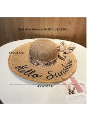 Letter Print Light Camel Straw Hat