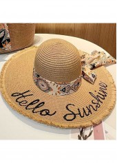 Letter Print Light Camel Straw Hat