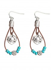 Cyan Hollow Droplet Design Turquoise Earrings