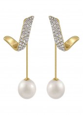 White Pearl Design Asymmetrical Alloy Earrings