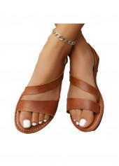 Light Coffee Round Toe Falt Sandals