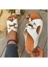White Peep Toe Low Heel Sliders