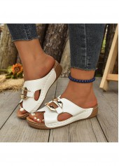 White Peep Toe Low Heel Sliders