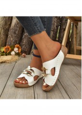 White Peep Toe Low Heel Sliders