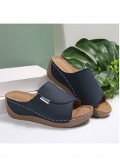 Blue Peep Toe Low Heel Sliders