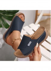 Blue Peep Toe Low Heel Sliders