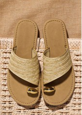 Golden Color Toe Post Falt Slippers