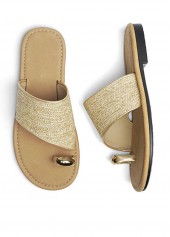 Golden Color Toe Post Falt Slippers