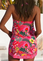 High Waisted Tribal Print Fake 2in1 Tankini Set