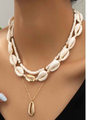 White Shell Seed Design Beads Necklace
