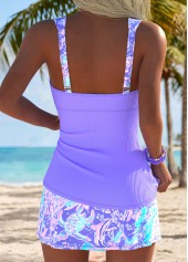 Mid Waisted Marine Life Print Purple Tankini Set