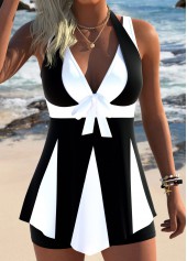 Tummy Coverage Black V Neck Tankini Top-No Bottom