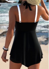 Tummy Coverage Black V Neck Tankini Top-No Bottom