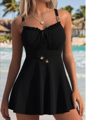 Mid Waisted Bowknot Black Tankini Top-No Bottom