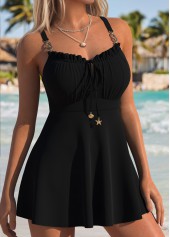 Mid Waisted Bowknot Black Tankini Top-No Bottom