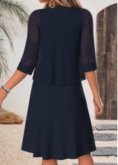 Tummy Coverage Navy Half Sleeve Dress and Cardigan