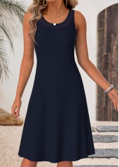 Tummy Coverage Navy Half Sleeve Dress and Cardigan