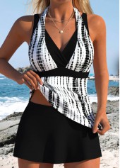 Mid Waisted Tie Dye Print Fake 2in1 Tankini Set