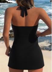 Mid Waisted Fake 2in1 Black Tankini Set