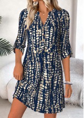 Tie Dye Print Tummy Coverage Blue Short Dress