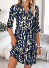Tie Dye Print Tummy Coverage Blue Short Dress