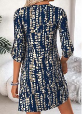 Tie Dye Print Tummy Coverage Blue Short Dress