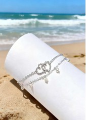 Silvery White Heart Alloy Detail Anklets