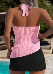 Mid Waisted Fake 2in1 Light Pink Tankini Set