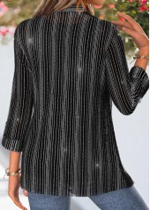 Two-piece Black 3/4 Sleeve Cardigan and Tank Top