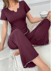Wine Red Round Neck Lounge Top and Pants
