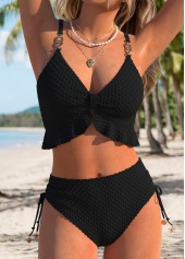 Mid Waisted Two-piece Black Bikini Set