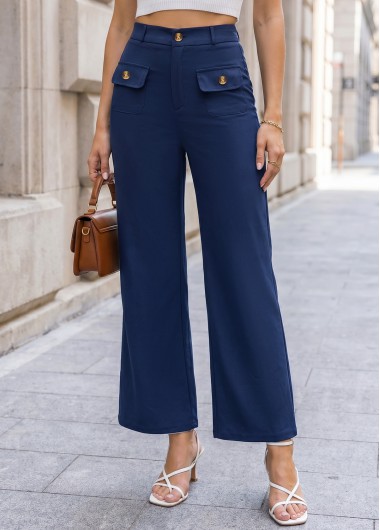 Navy Button Fly High Waisted Pants Navy Button Fly High Waisted Pants