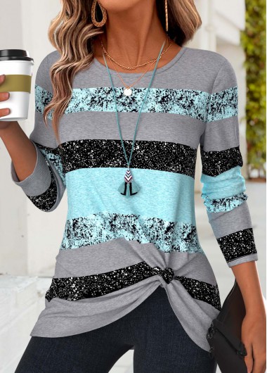 Striped Twist Mint Green Long Sleeve T Shirt Striped Twist Mint Green Long Sleeve T Shirt
