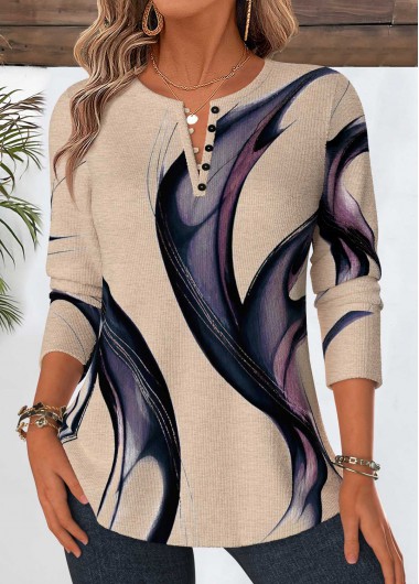 Geometric Print Tummy Coverage Multi Color T Shirt Geometric Print Tummy Coverage Multi Color T Shirt