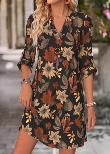 Floral Print Tummy Coverage Multi Color Short Dress