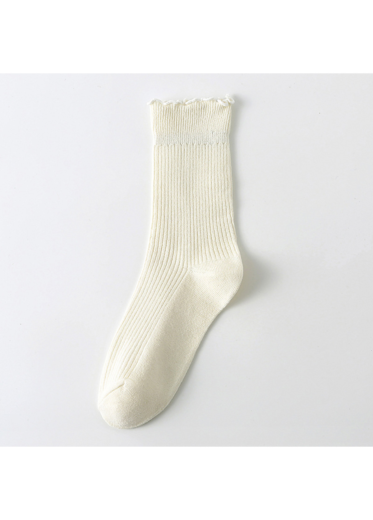 Soft Ruffle Edge Multi Tone Cotton Crew Socks