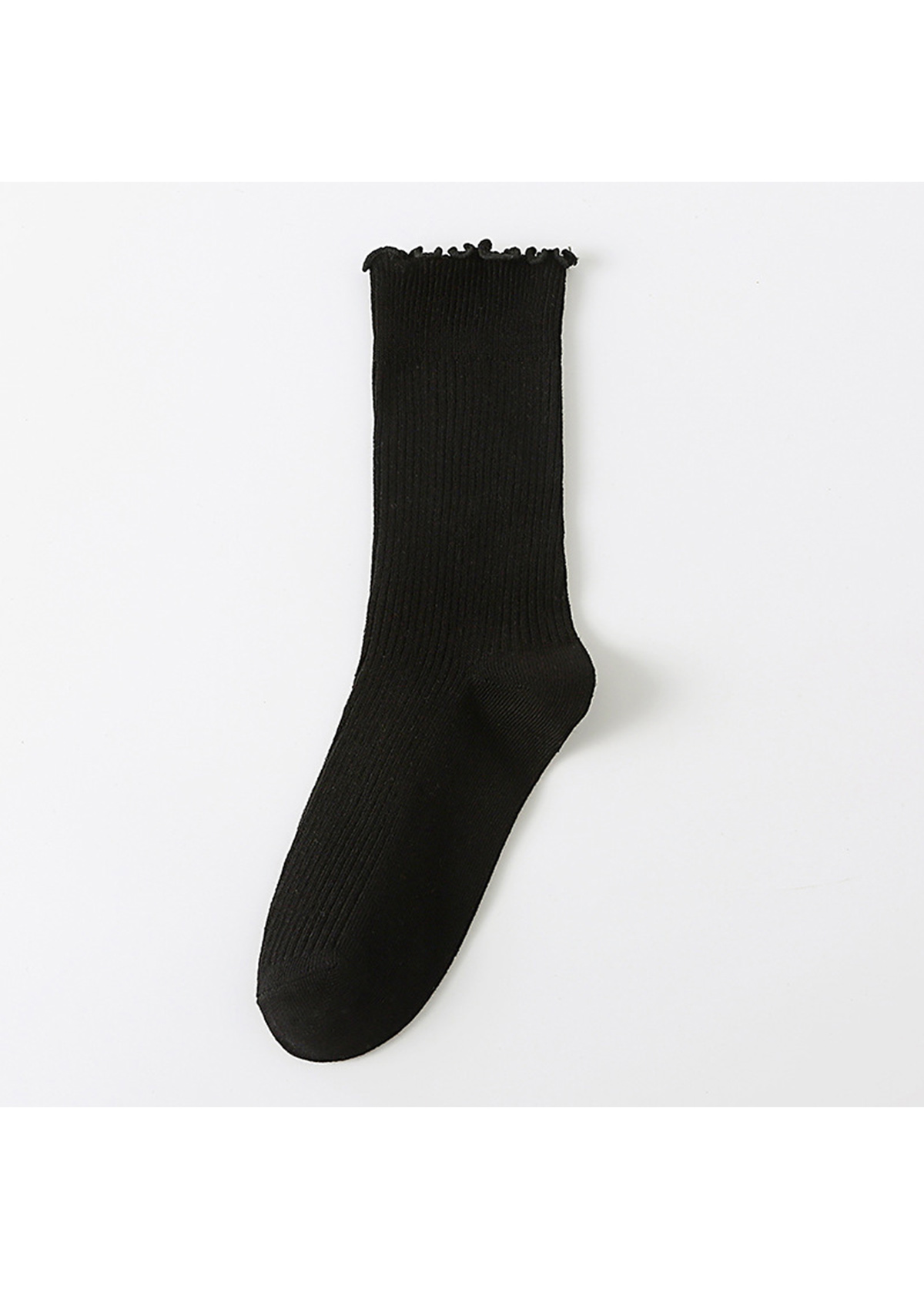 Soft Ruffle Edge Multi Tone Cotton Crew Socks