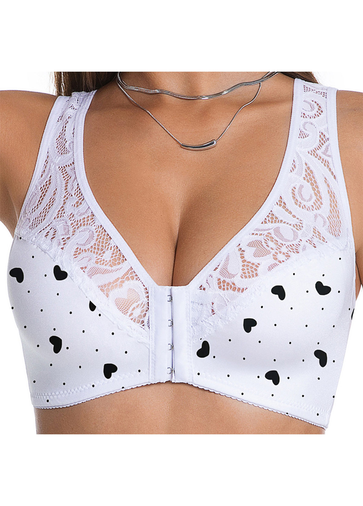 White Color Lace V Neck Bra