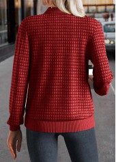 Christmas Patchwork Red Long Sleeve Stand Collar Jacket