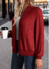 Christmas Patchwork Red Long Sleeve Stand Collar Jacket