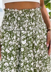 Ditsy Floral Print Pocket Green A Line Maxi Skirt