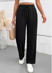 Black Elastic Waist High Waisted Pants