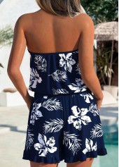 Floral Print Tummy Coverage Navy One Piece Swimwear