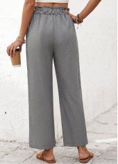 Grey Elastic Waist High Waisted Pants